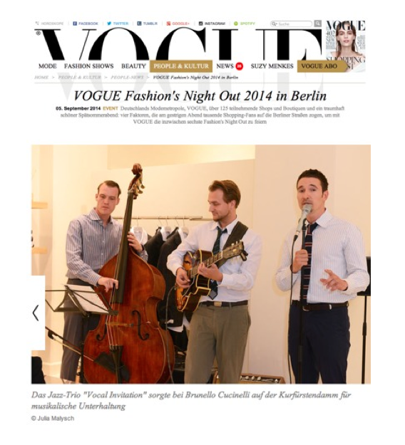 jazzband auf der vogue fashion's night